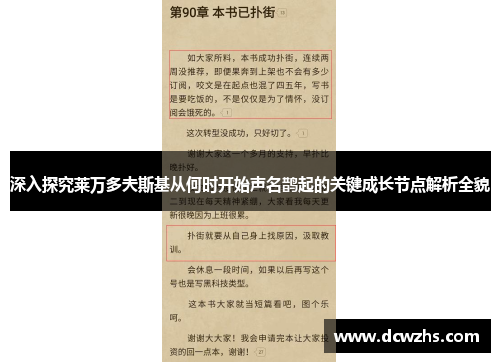 深入探究莱万多夫斯基从何时开始声名鹊起的关键成长节点解析全貌